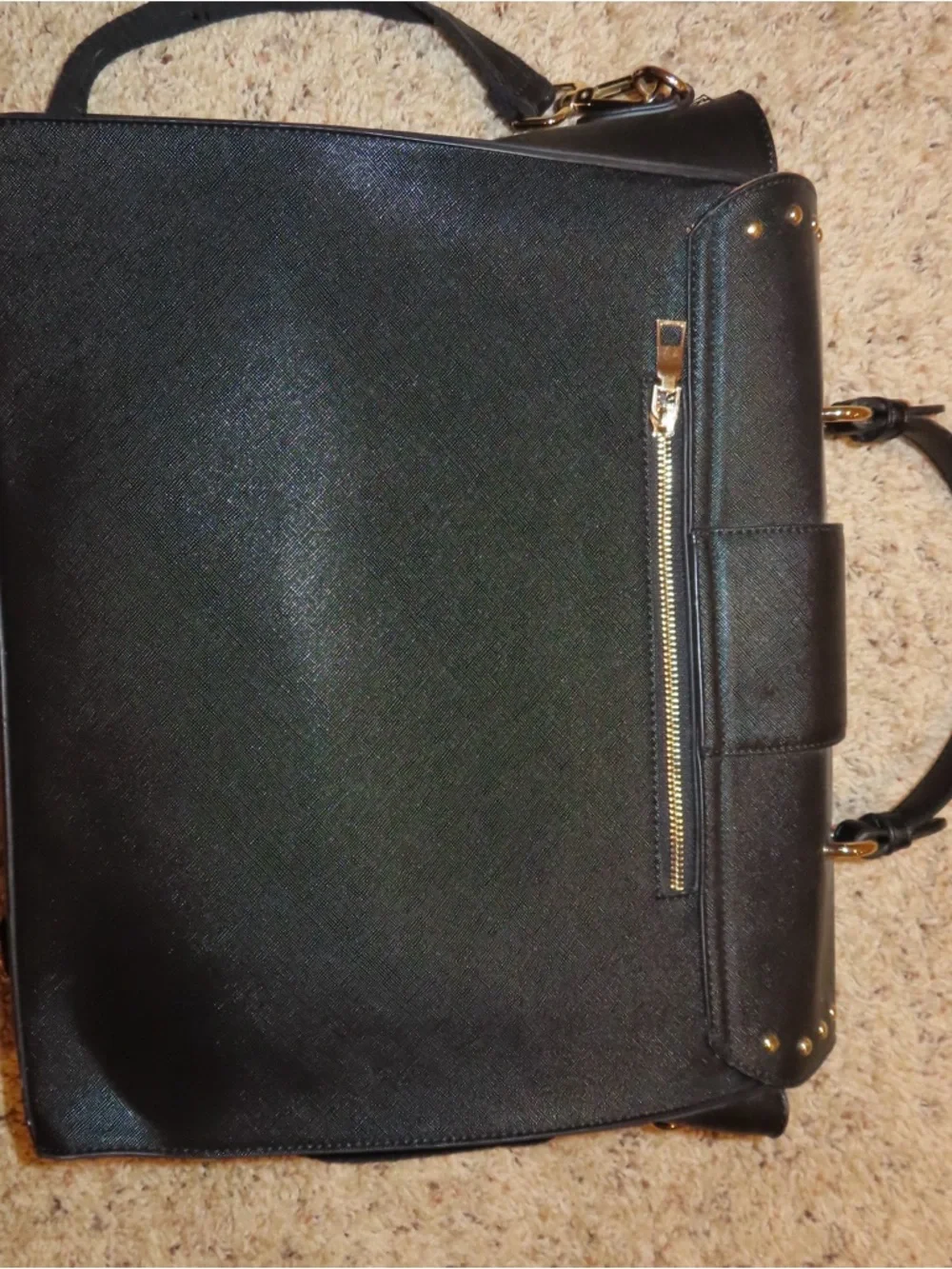 Source Unknown Black Laptop Satchel with Gold Studs
